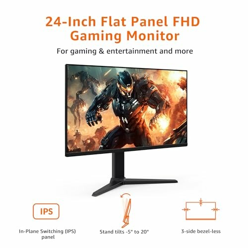 24-inch flat panel FHD gaming monitor with IPS and adjustable stand.