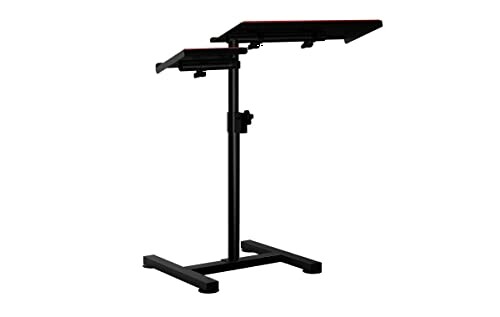 Black adjustable laptop stand with two platforms