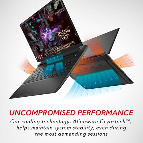 Alienware laptop featuring Cryo-tech cooling technology for performance stability.