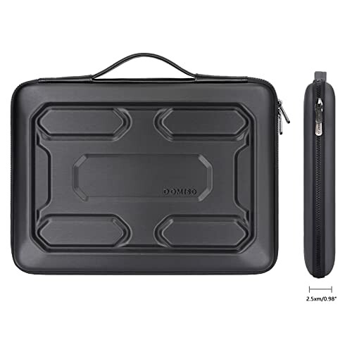 Black protective laptop case with handle and side view