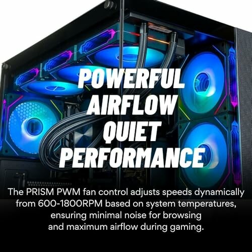 Gaming PC with powerful airflow and quiet performance