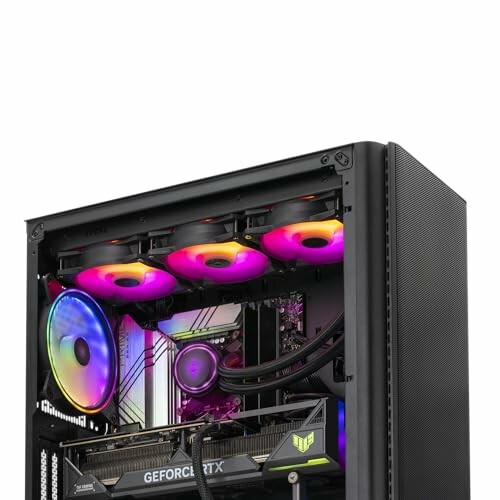 Gaming PC with RGB lighting and components visible