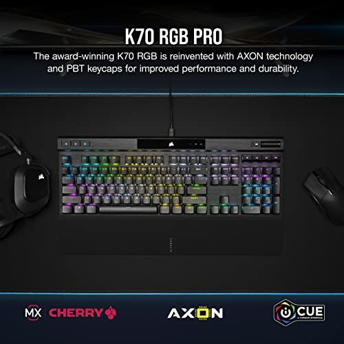 K70 RGB Pro keyboard with AXON technology and PBT keycaps