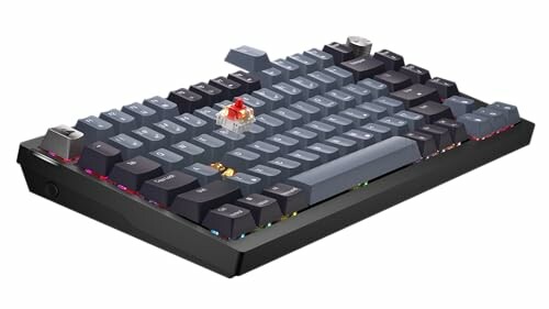 Mechanical gaming keyboard with RGB lighting and keycaps removed