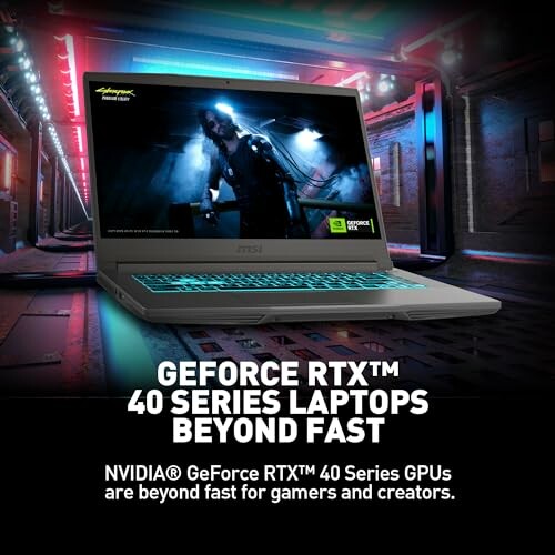 Advertisement for NVIDIA GeForce RTX 40 Series laptops.