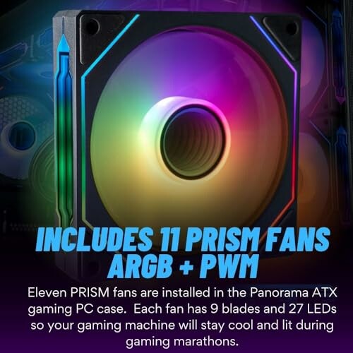 Colorful prism fan with ARGB and PWM features for gaming PC.