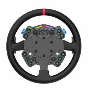 Racing game steering wheel with multiple buttons and LED display