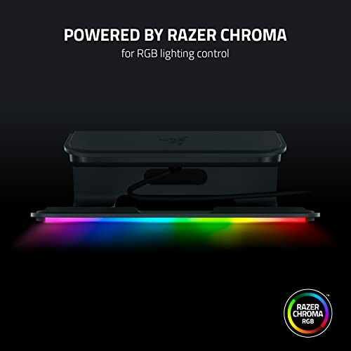 Razer Chroma RGB lighting control device with colorful LED strip.