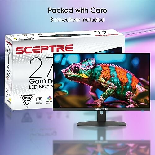 Sceptre gaming monitor with colorful chameleon display