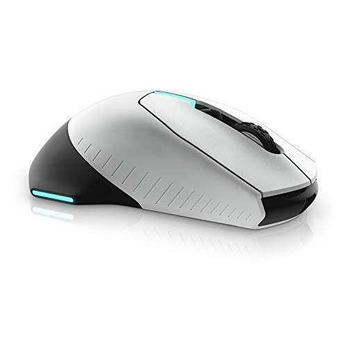 White gaming mouse with black accents and LED lighting