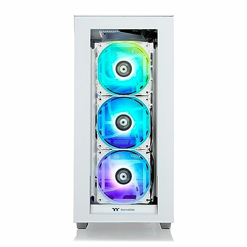 White PC case with three RGB fans at the front